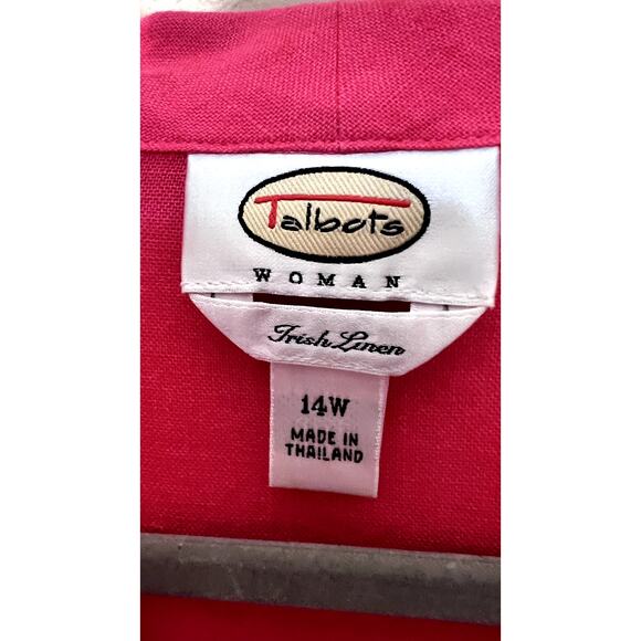 Talbots womens  size 14  top Irish Linen button-up  pink 3/4 cuff sleeve luxury - Picture 8 of 8